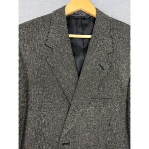 Barrington Mens 42S Blazer Sport Coat 100% Silk Micro Check Black Tan 2 Button